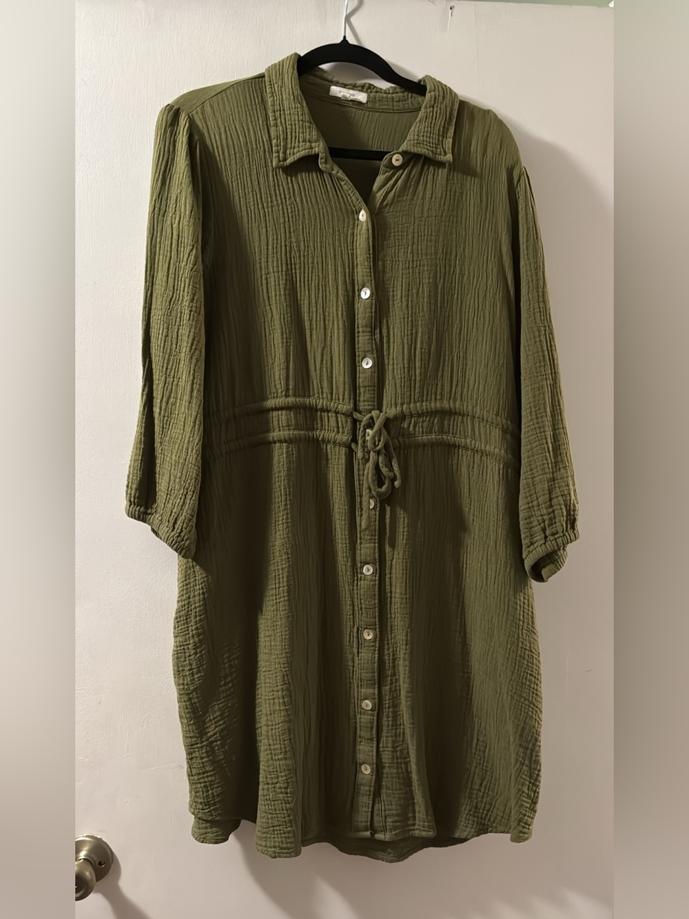 Maurices Olive Green Button-Front Shirt Dress